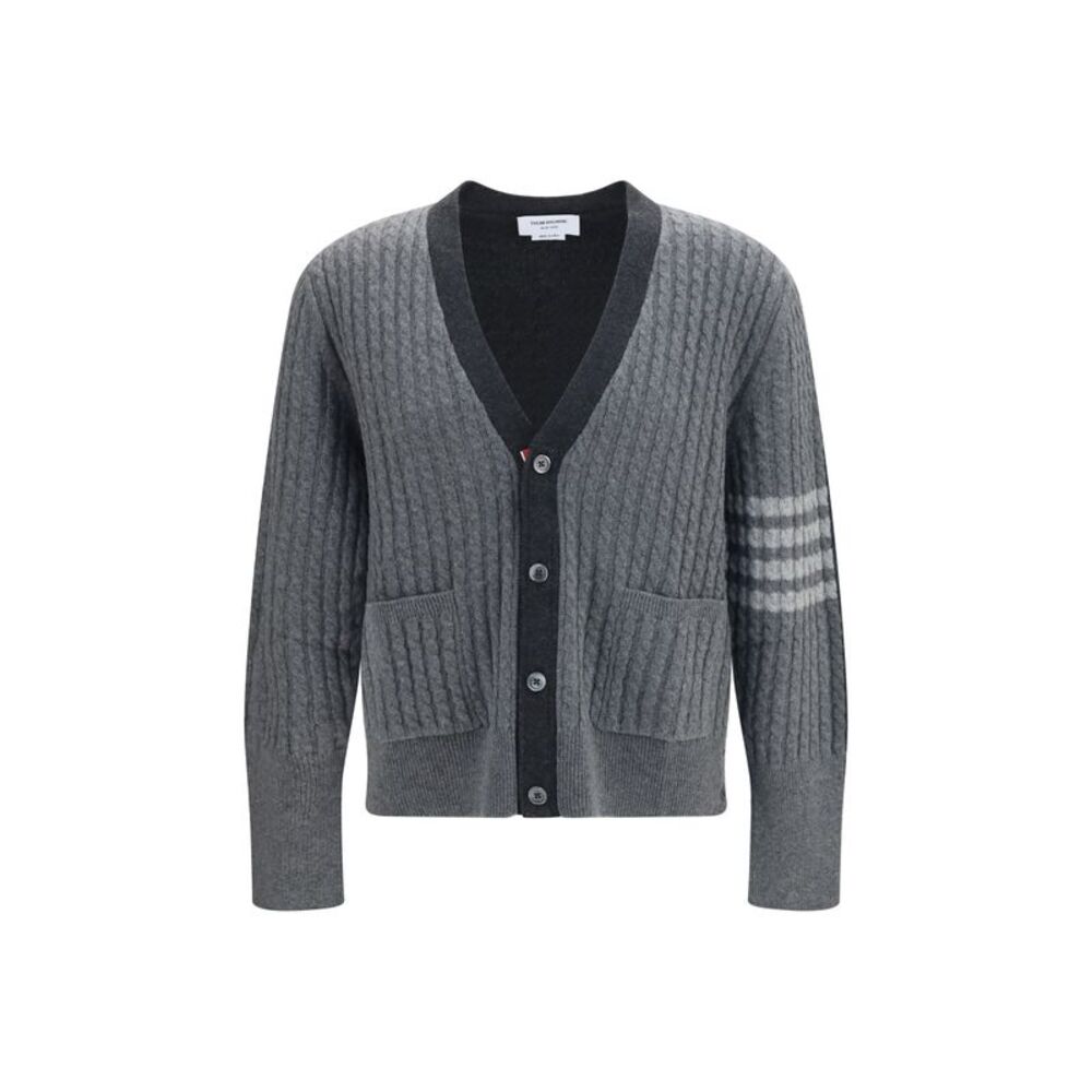 Thom Browne Men Virgin Wool V-Neck Cardigan